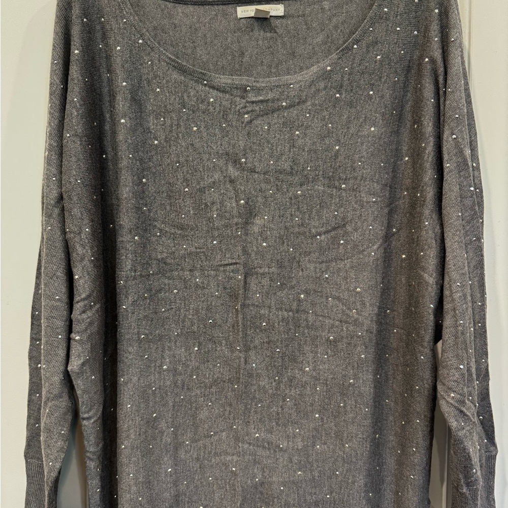 New York & Company Charcoal Knit Top